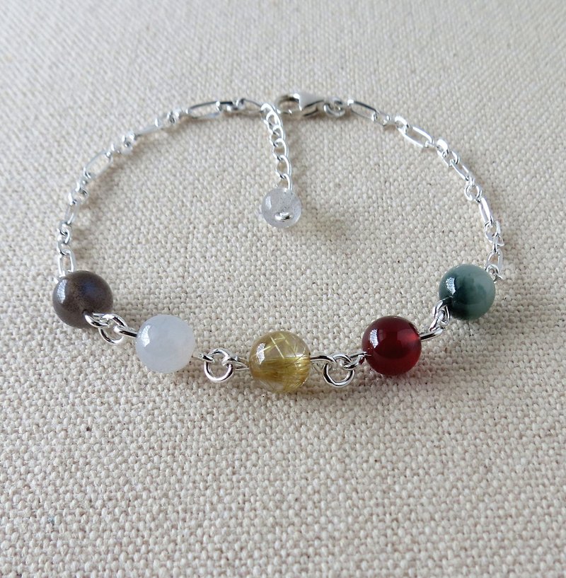 Sterling Silver**[Colored Years] Lucky Lucky Five Elements Bead Bracelet*Increases overall fortune [This Year of Life] - สร้อยข้อมือ - เครื่องเพชรพลอย หลากหลายสี