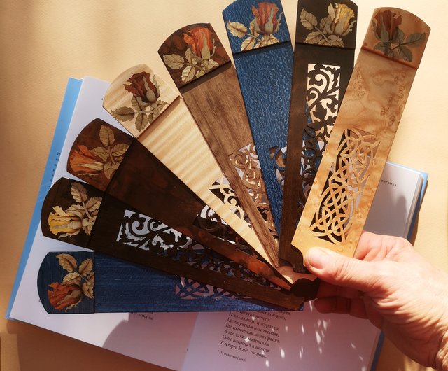 inlaid wooden bookmarks