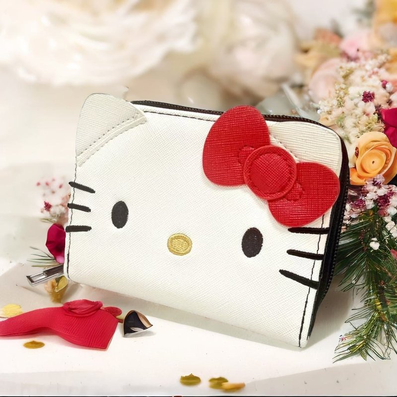 Hello Kitty x 酷樂村童趣造型短夾/錢包 三麗鷗正版授權 - 皮夾/長短夾/錢包 - 人造皮革 白色