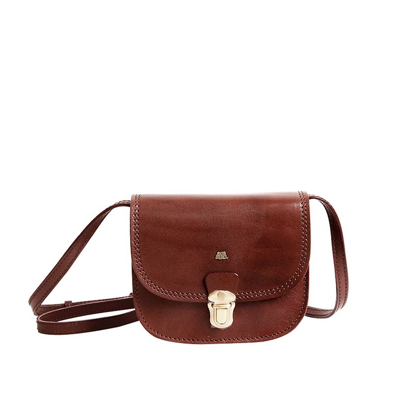 Buckle diagonal package - Messenger Bags & Sling Bags - Genuine Leather Brown