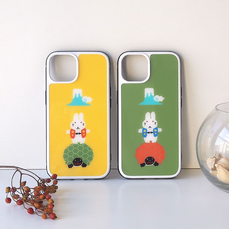 Tempered Glass iPhone Case - Rabbit & Turtle - - Phone Cases - Plastic Yellow