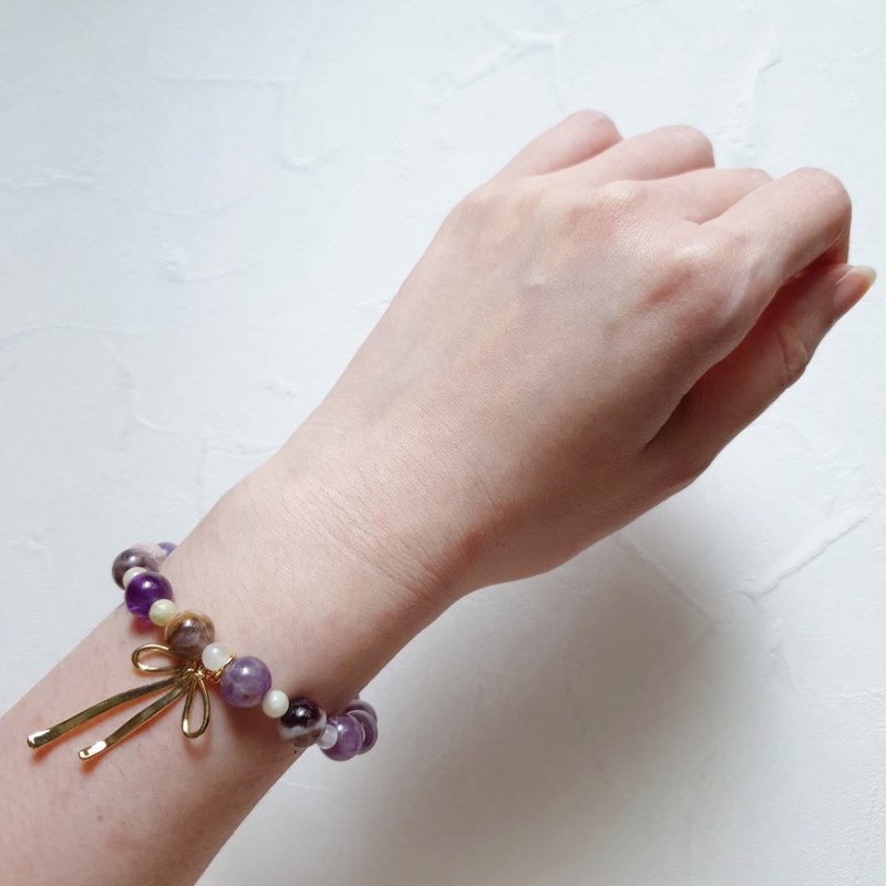 Daizi Fantasy Night Detachable Crystal Bracelet (Dog Tooth Amethyst, Afghan Flower Jade) Wisdom, Prosperity, and Remove Negative Energy - Bracelets - Crystal Purple