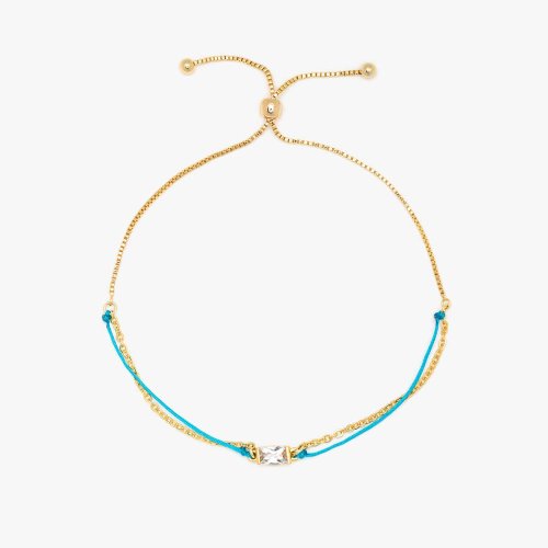 Pura Vida 臺灣總代理 Pura Vida 美國手工 DAINTY STRING 精緻藍繩金色鍊條手鍊