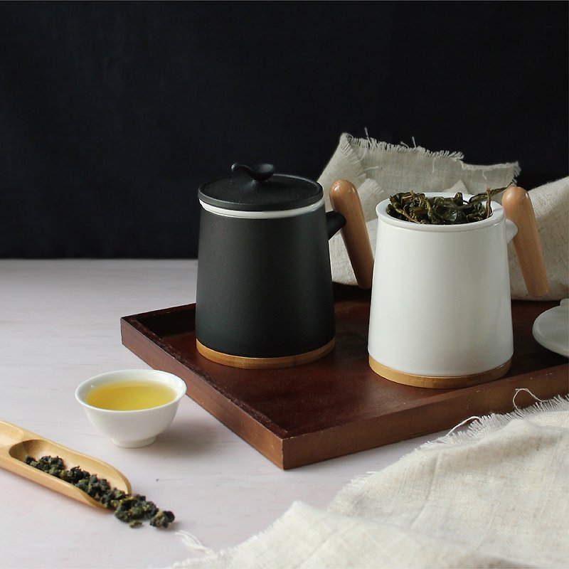 Wooden handle mug gift box | Ceramic frosted | Small gifts | Office tea cups | Exquisite tea sets - Teapots & Teacups - Pottery Black