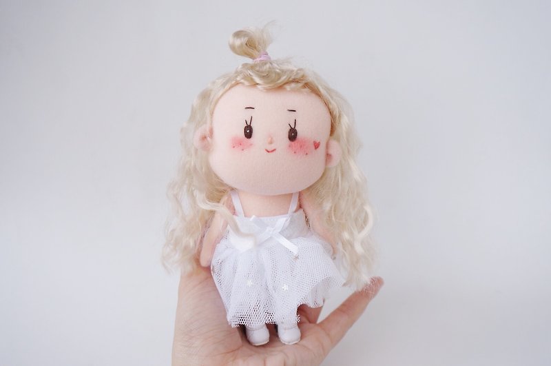 AN DOLLオリジナル手作り布人形文学ギフト - 小さなジャスミン - 人形・フィギュア - コットン・麻 ホワイト