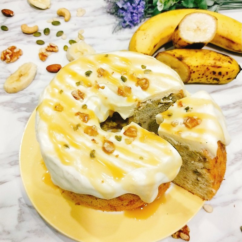 [塔果]Sea Salt Caramel Banana - Banana Milk Cover Hurricane Cake | Handmade Dessert - เค้กและของหวาน - อาหารสด สีเหลือง