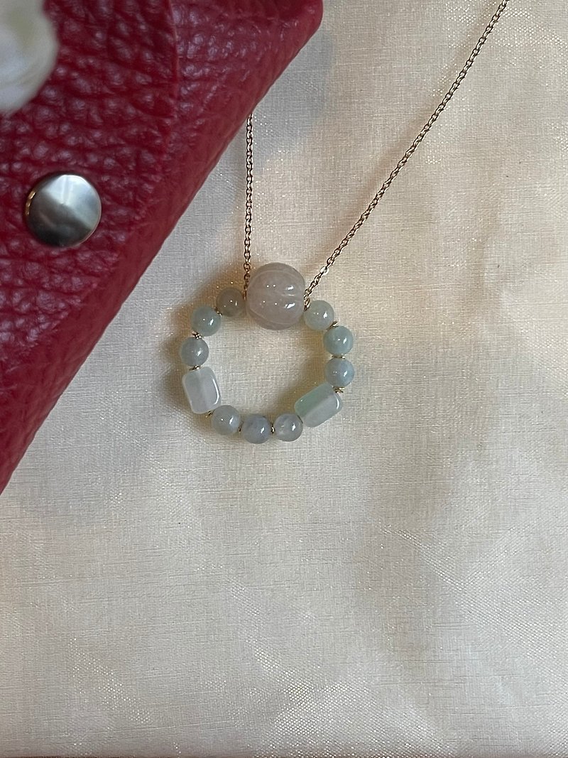 [Pray for Blessings II] Pumpkin Necklace II Burmese Jade Unoptimized Grade A Jade Necklace - Necklaces - Jade 