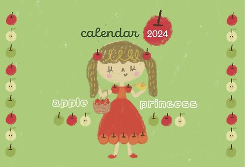 merry merry christmasland apple princessりんごちゃんカレンダー2024。A4サイズ見開き