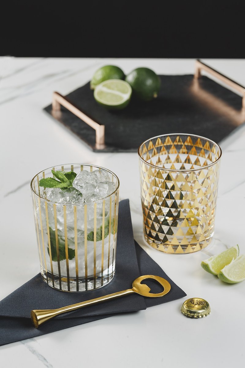 【UK】●2 Gold Patterned Drinking Glasses●  The Just Slate Company - Mugs - Glass 