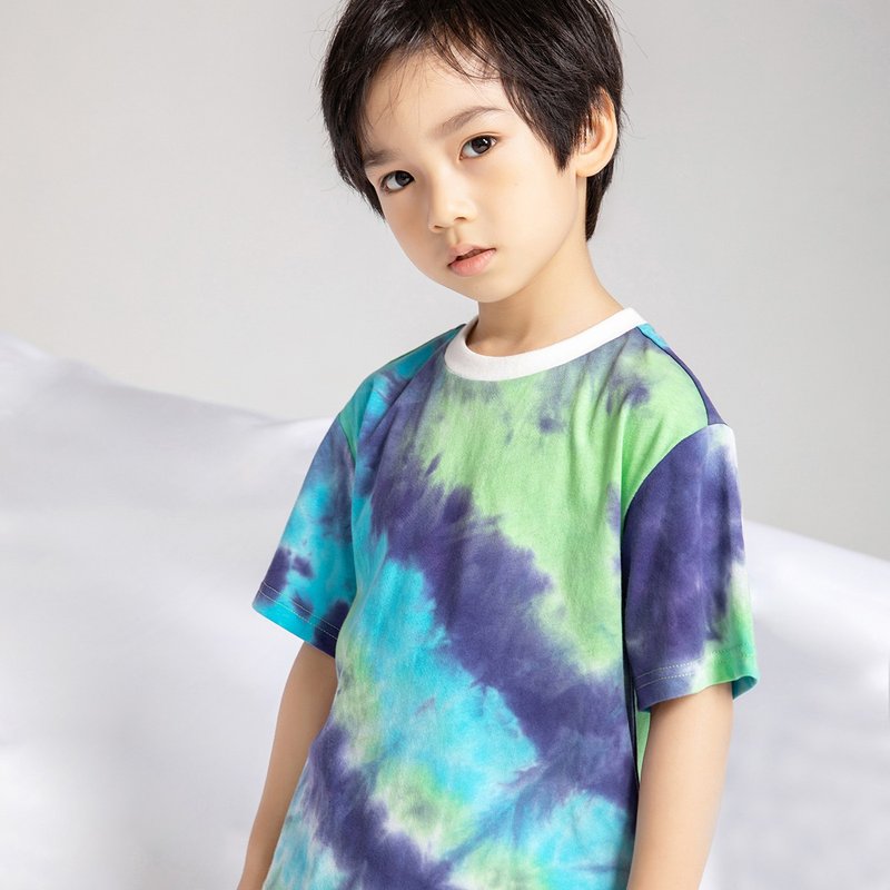 【出清優惠】渲染棉T 110-150cm 橘/藍 - 男/女童裝 - 棉．麻 多色