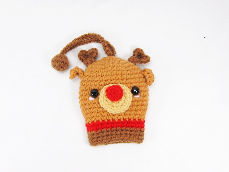 Elk key bag key ring storage bag Christmas (small) - ที่ห้อยกุญแจ - เส้นใยสังเคราะห์ สีนำ้ตาล