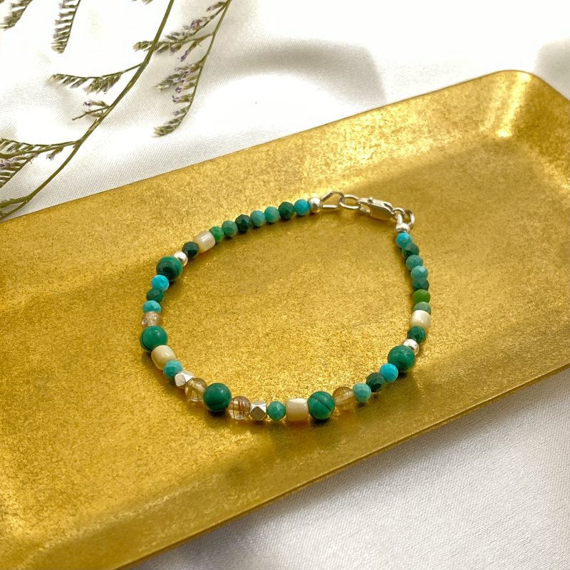 Crystal bracelet x natural stone bracelet x Stone x turquoise sterling silver Stone| Anubis (limited edition) - Bracelets - Crystal Green