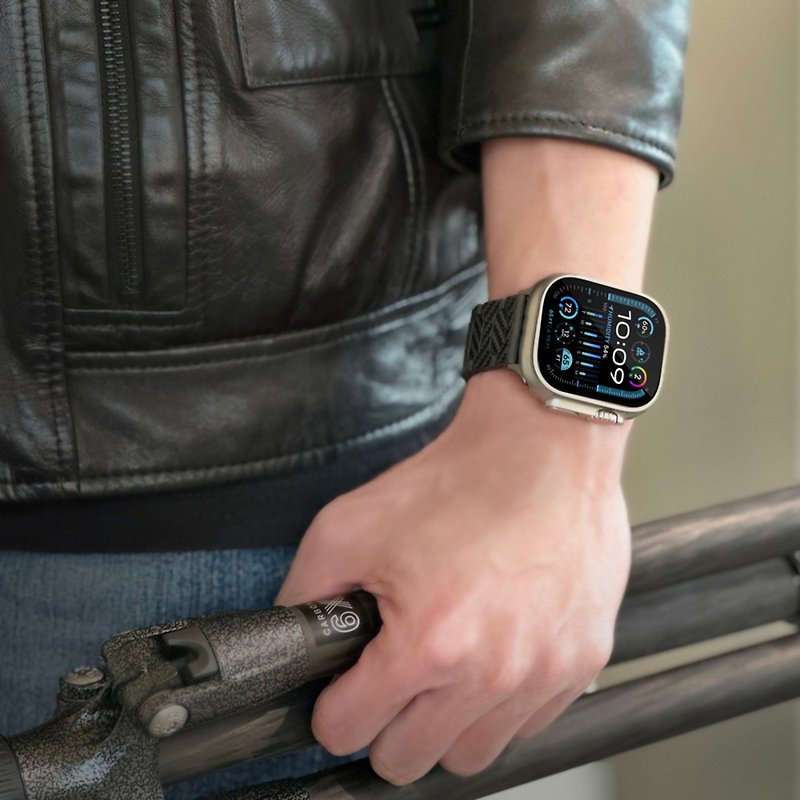 JM 1K カーボンファイバー磁気 Apple Watch ストラップ - 腕時計ベルト - カーボンファイバー ブラック