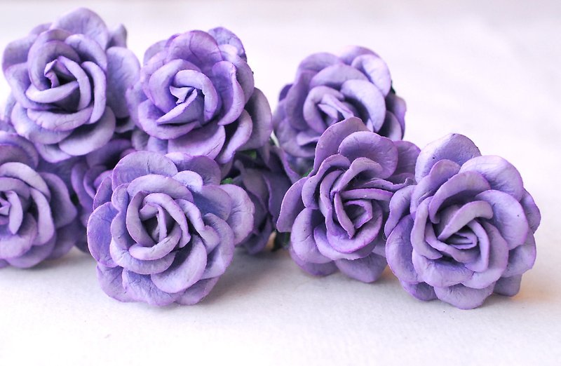 Paper Flower, 25 pieces mulberry rose size 3.5 cm. curve petals, grape (purple) - Wood, Bamboo & Paper - Paper Purple