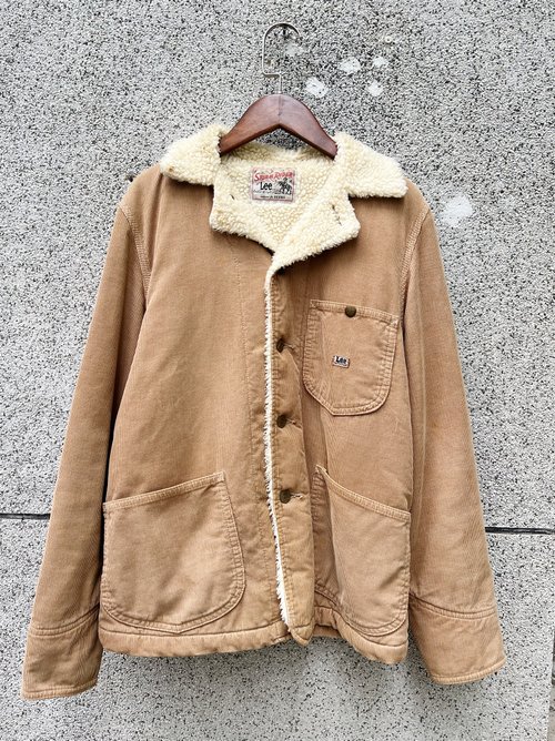 河水山 Lee / beams 卡其色內裡全鋪毛燈芯絨三口袋厚磅工作版型翻領外套
