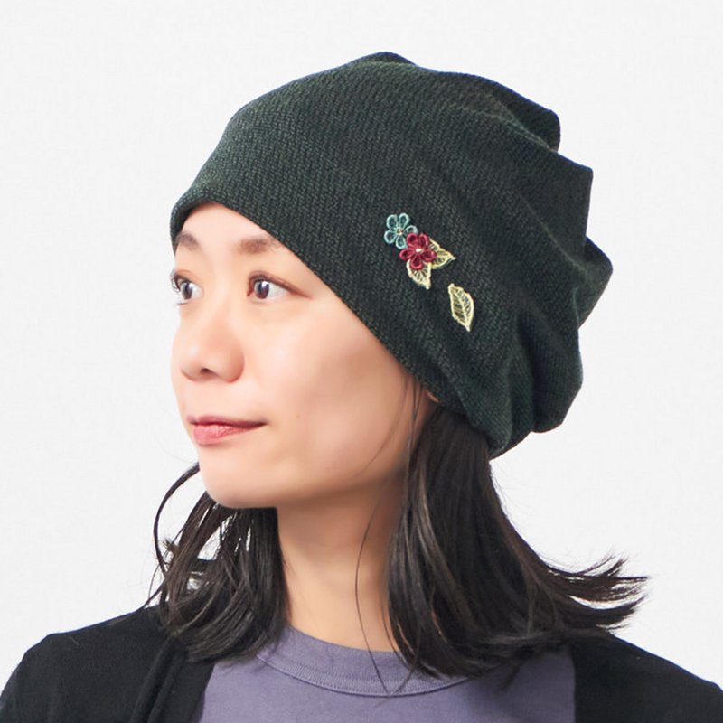 CHARM WAG หมวกดีไซน์ยืดหยุ่น ประดับดอกไม้เล็ก - ใส่สบายไม่รัดศีรษะ - หมวก - เส้นใยสังเคราะห์ สีแดง