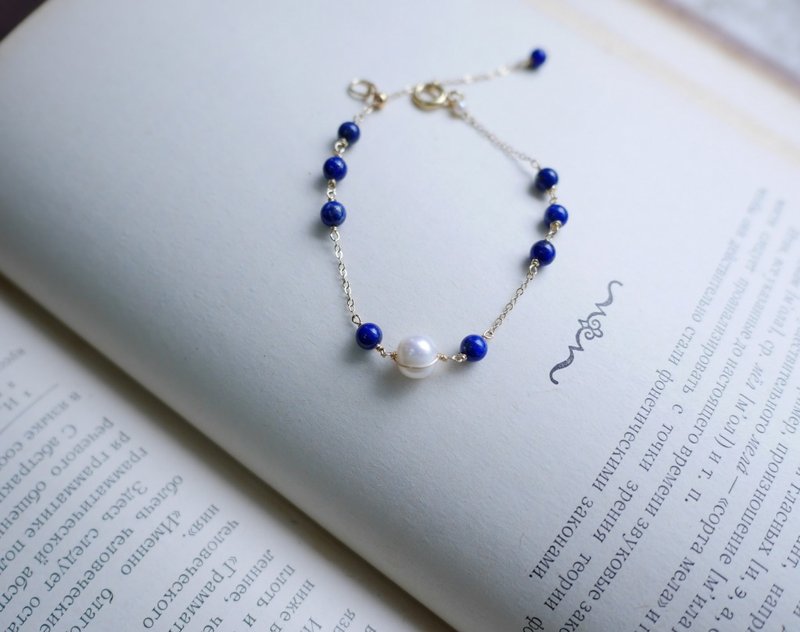 │14kgf輕珠寶│天然寶石珍珠手鍊二 - 手鍊/手環 - 寶石 藍色