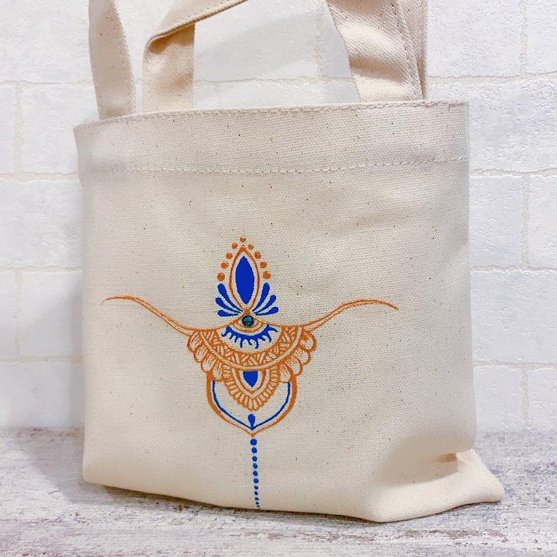 Hand-painted small canvas bag - Handbags & Totes - Cotton & Hemp Khaki