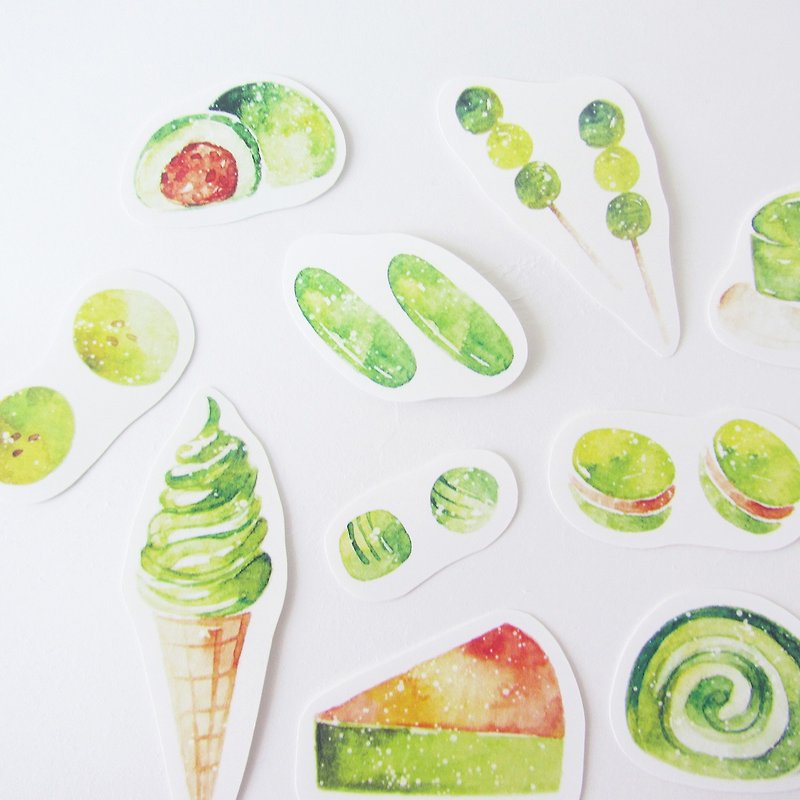 Matcha food stickers set - สติกเกอร์ - กระดาษ สีเขียว