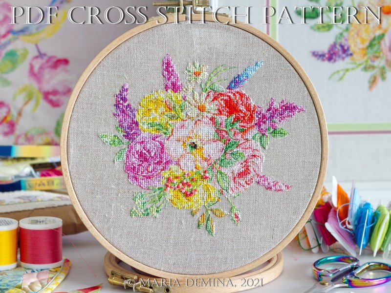 Blooming Marvellous PDF cross stitch pattern - 手工藝教學/工具書 - 其他材質 