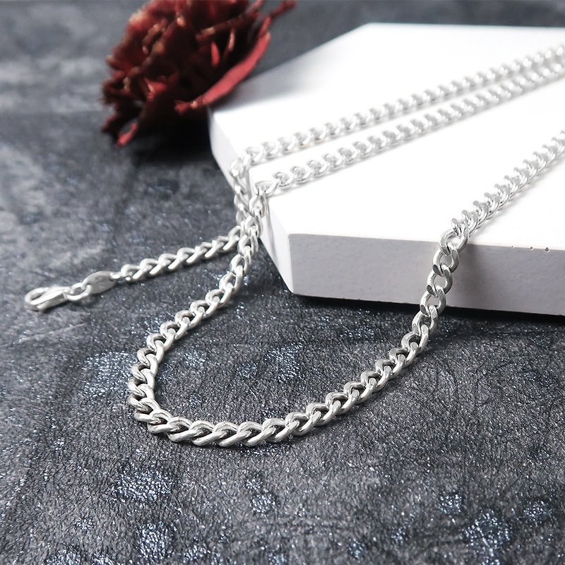 Sterling Silver Matching Chain Straightforward Rope Chain (3.6mm Wide Chain) 925 Sterling Silver Custom Length Necklace - สร้อยคอ - เงินแท้ สีเงิน