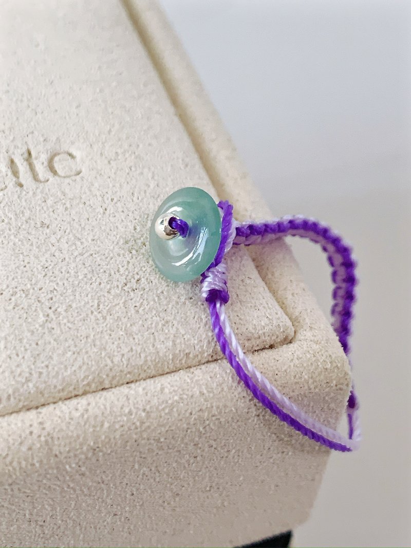 Myanmar Natural Jadeite A Jade Mini Safety Buckle Adjustable Bracelet Ring Energy Stone - General Rings - Jade Multicolor