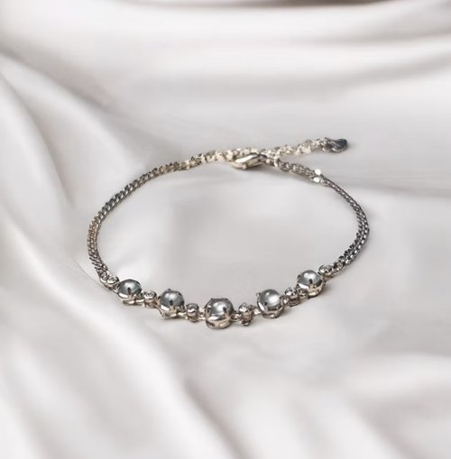 瓔珞珠寶盒 E.L.Jewelry Box 放光起藍剛玻璃種翡翠蛋面手鍊 925純銀 | 天然緬甸玉A貨翡翠 |