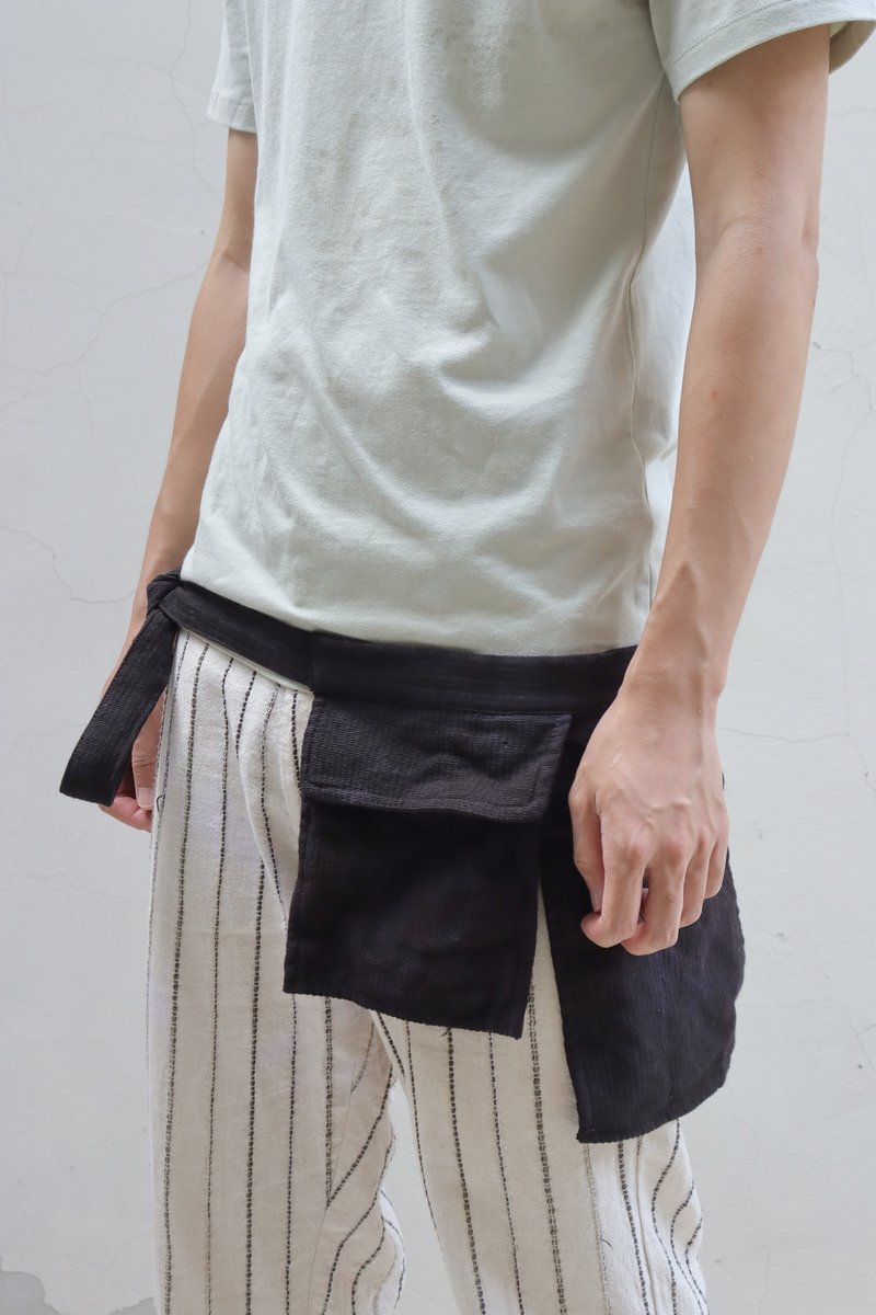 步野  extra  pocket 圍裙式工具袋  雲紋墨黑 - 側背包/斜背包 - 棉．麻 黑色