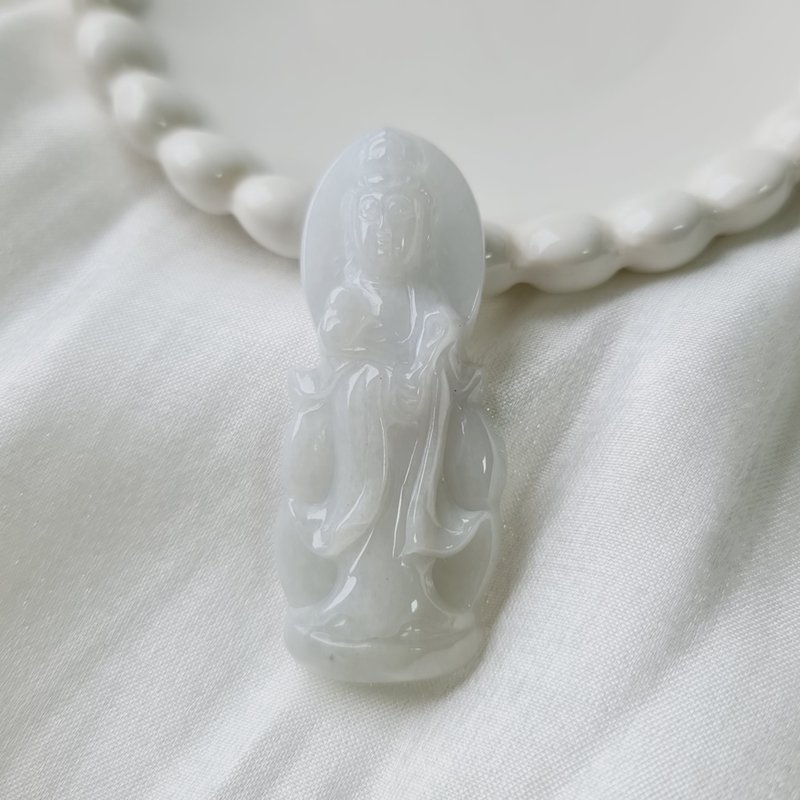 Delicate Standing Guanyin | Natural Burmese Jade A Grade Jade - Charms - Jade 