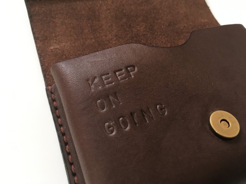 Keep on Going 皮革名片零錢包-可可 - 零錢包/小錢包 - 真皮 咖啡色
