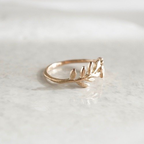 Foliage birthstone ring [R100K10(BS)] - 設計館ateliersimo 戒指- Pinkoi