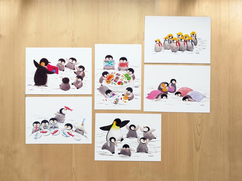 Penguin Kindergarten Postcard Set (1 set of 6) - Cards & Postcards - Paper White