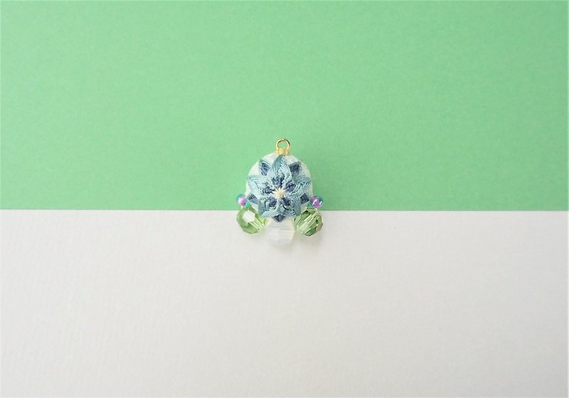 tachibanaya Japanese Temari earrings June hydrangea Dento Kogei Temari Ball Flower Lover Ear Ring - Earrings & Clip-ons - Thread Blue