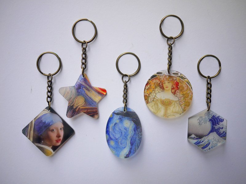 Famous painting Acrylic key ring set of 5 not sold separately - ที่ห้อยกุญแจ - อะคริลิค ขาว