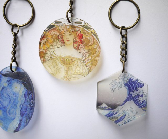 名画アクリルキーホルダー5個セット、単品販売不可 - ショップ