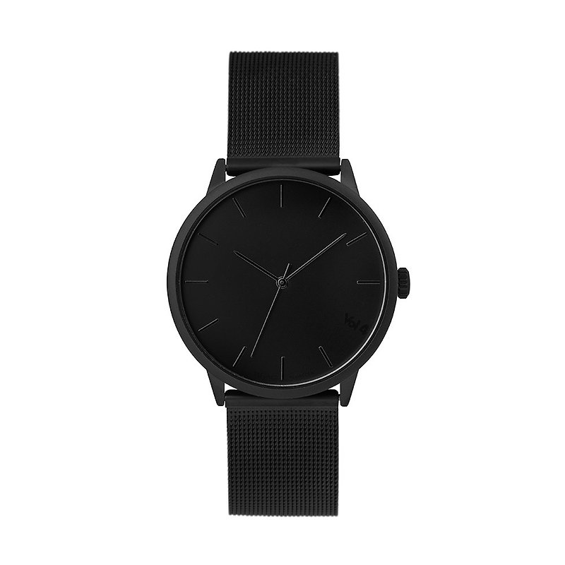 The Nuge系列 黑錶盤 - 黑米蘭帶可調式 手錶 - 男裝錶/中性錶 - 不鏽鋼 黑色