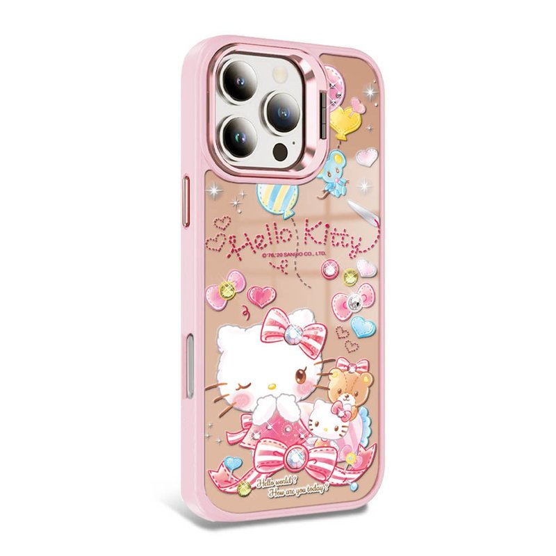 iPhone 全系列 軍規防摔合金框隱形立架鏡面鑽殼-浪漫凱蒂 - 手機殼/手機套 - 其他材質 多色