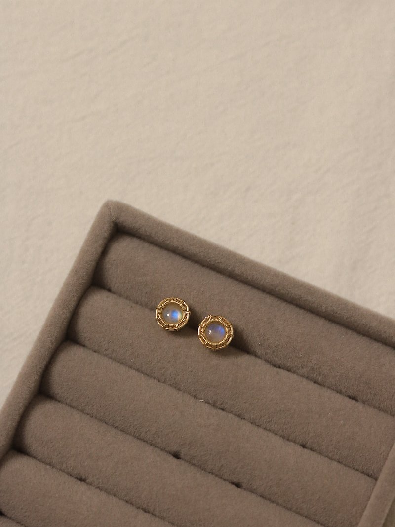 Crystal Earrings & Clip-ons - [Allure] Simple Moonstone Earrings in American 14K Gold Not Easy to Fade