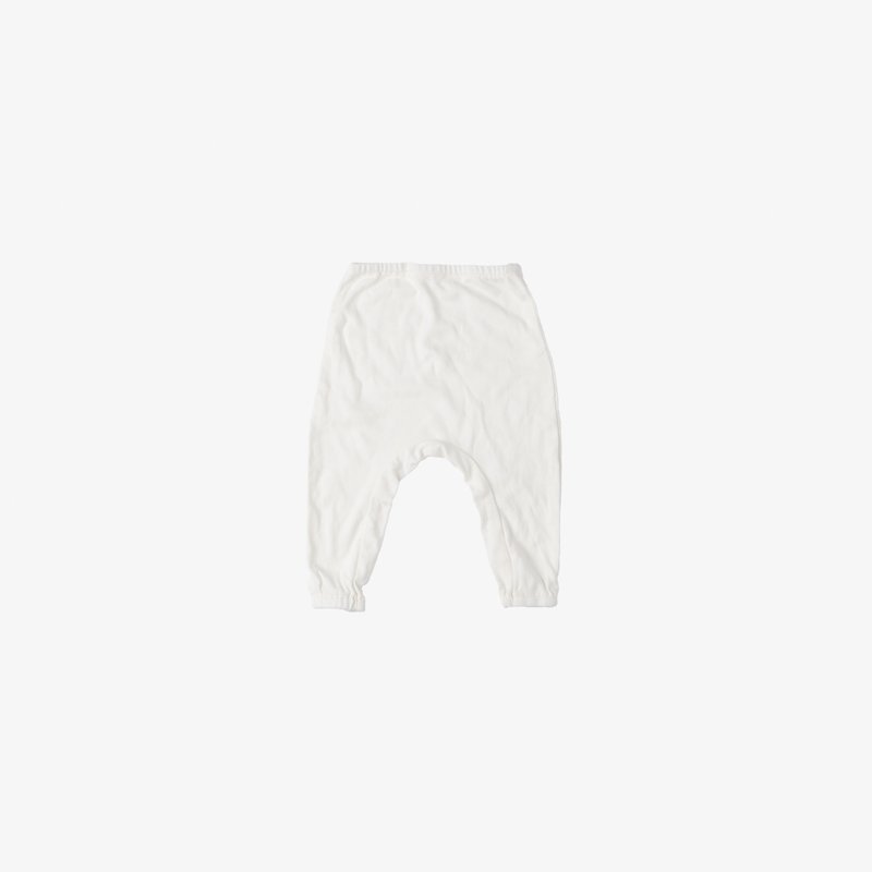 SAUSAGE LEGS Peru Moda Cotton Rib Drop Crotch Trousers - กางเกง - ผ้าฝ้าย/ผ้าลินิน ขาว