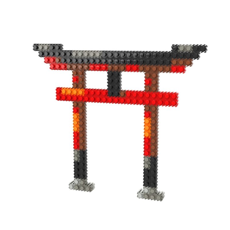 Pizel Japanese Traditional Culture Torii Gate Pixel Art Z Puzzle - Stuffed Dolls & Figurines - Cotton & Hemp Multicolor