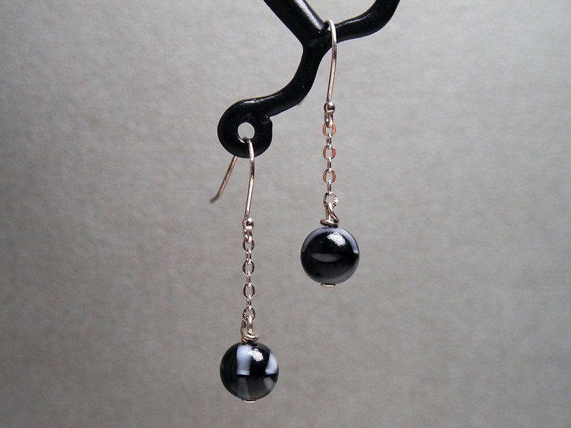 #GE354 Murano Glass Beads Earring - Earrings & Clip-ons - Glass Black