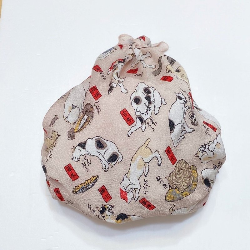 Kyoto Furoshiki Wrapping Cloth - Sumida River Two-Panel Size - 53 Cats (Chirimen) - Handkerchiefs & Pocket Squares - Cotton & Hemp 