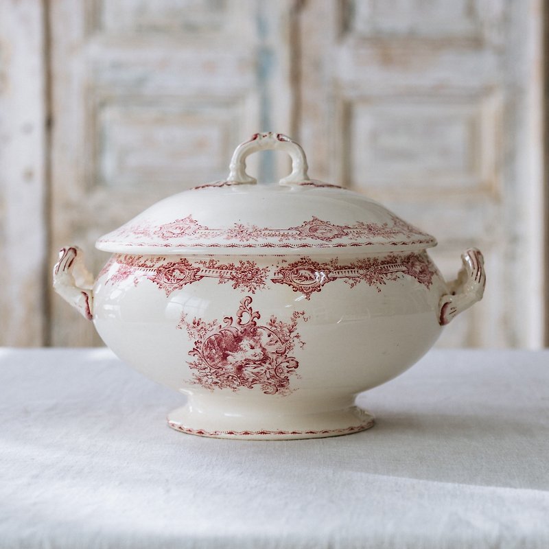 Coral vermilion soup cup height 21.5cm - Plates & Trays - Pottery 