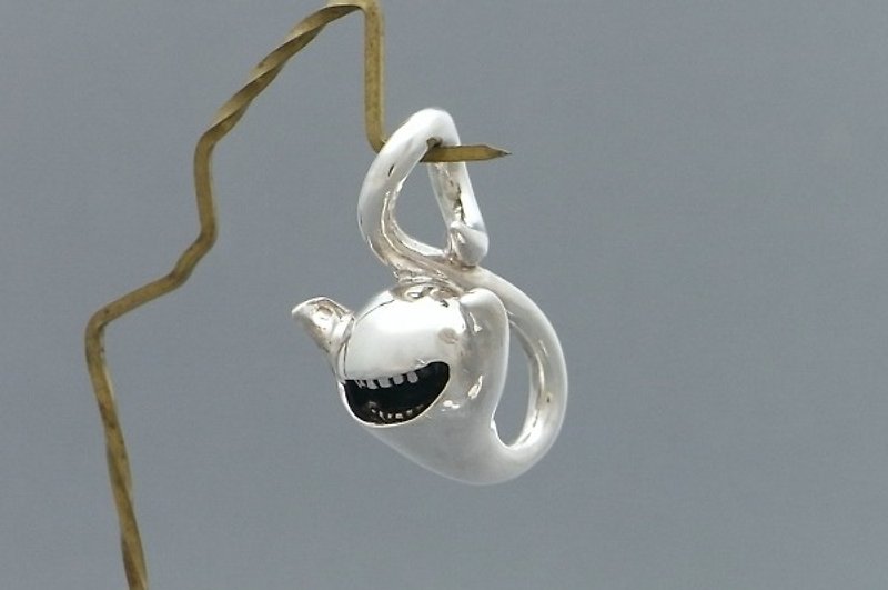 open mouth smile ghost pendant (s_m-P.52) ( 笑哈哈 幽灵 鬼 鬼魂 亡魂 灵魂 銀 垂饰 颈链 项链 ) - Necklaces - Sterling Silver Silver