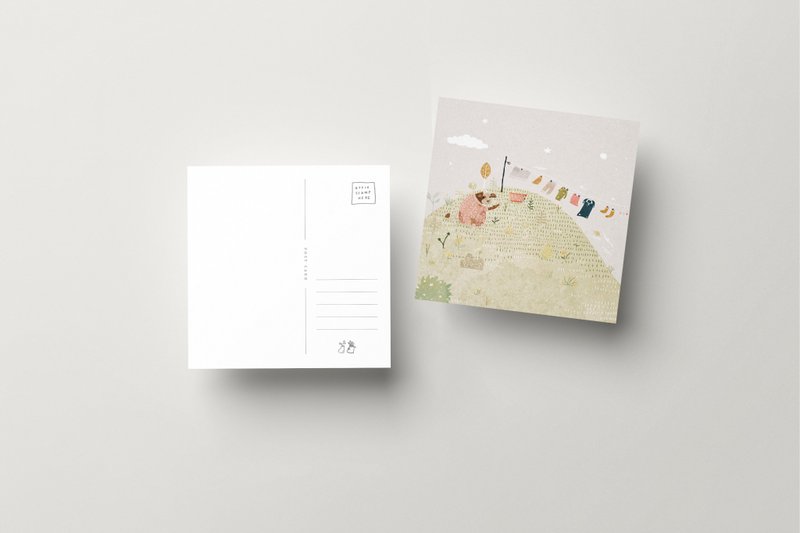 brown cow 12cm square postcard - 卡片/明信片 - 紙 