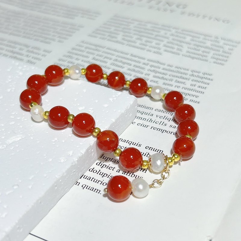 National style retro red niche style bracelet carnelian pearl bracelet - Bracelets - Crystal 