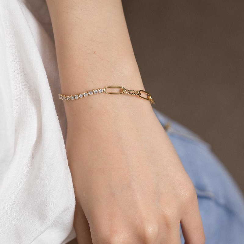 Classic personality lady row diamond bracelet - สร้อยข้อมือ - ทองแดงทองเหลือง สีทอง