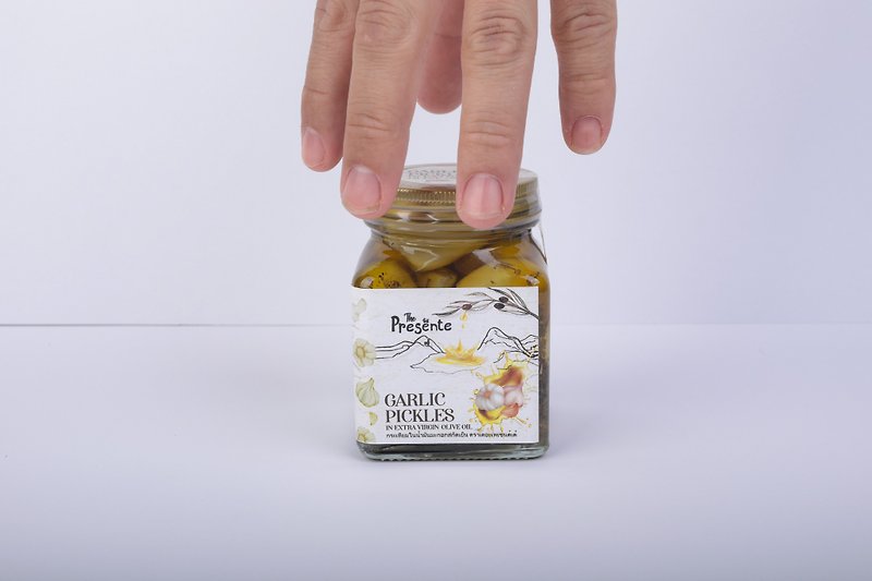 Garlic Pickles In Extra Virgin Olive Oil  - Keto Friendly - Health Foods - Glass Transparent