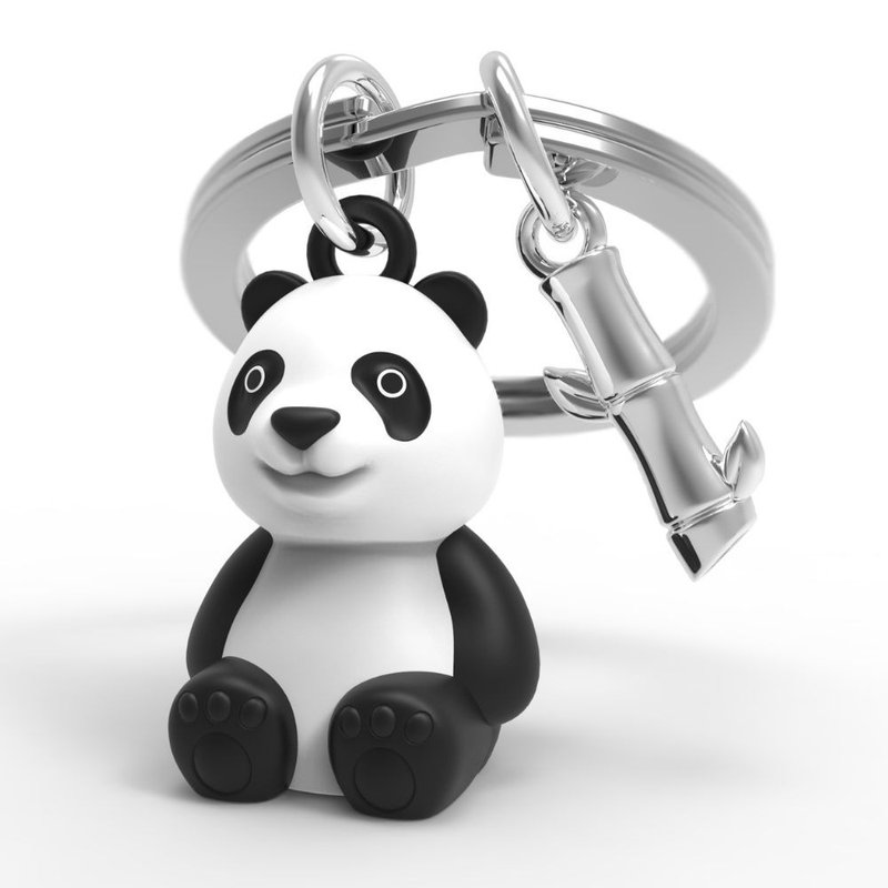 【Metalmorphose】MTM panda keychain animal charm/gift - Keychains - Other Metals White