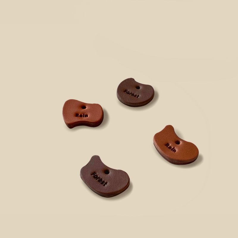 寵物刻字身份牌貓咪貓防丟牌真皮寵物定制雨林牌 Leather Pet Tag - 項圈/牽繩 - 真皮 咖啡色